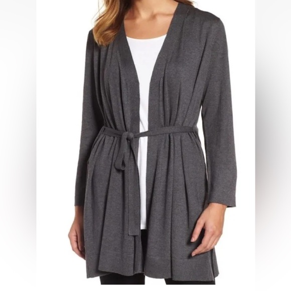 258.00 NWT EILEEN FISHER CARDIGAN ASH SZ M TENCEL ORGANIC COTTON SILK - Picture 4 of 9